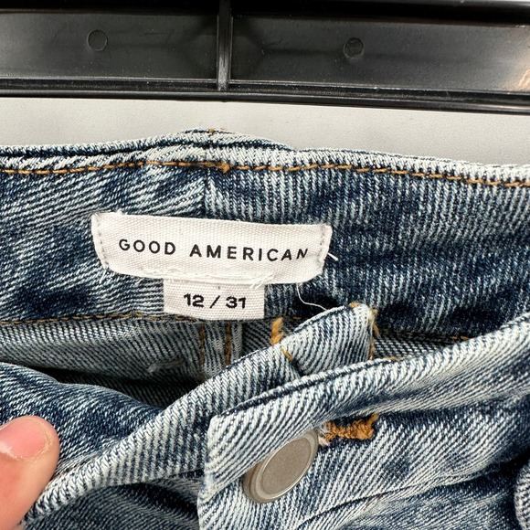 GOOD AMERICAN NWT Good Waist Crop Denim Jean in Blue799 // 12 - Picture 10 of 14